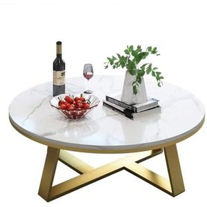 Salontafel ronde kleine salontafels voor woonkamer modern design, Scandinavische bijzettafels voor kleine ruimtes, eindtafels natuurlijk marmeren tafelblad hoogglans, witte nachtkastjes (afmetingen: