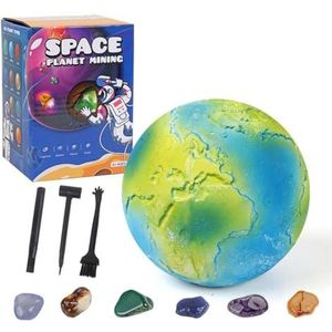 Edelsteen graven kit - zonnestelsel ruimte speelgoed graaf 18 edelstenen, ruimte planeet speelgoed, archeologie geologie wetenschap speelgoed voor jongens meisjes verjaardagscadeau