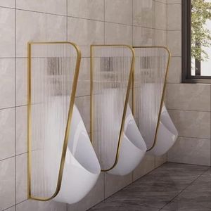 Wc-scheidingswand met scherm voor urinoir scheidingswand voor mannen urinoir bescherming, roestvrij stalen frame en doorschijnende glasplaat (kleur: A, maat: goud