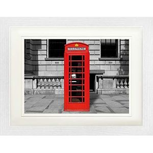 1art1 London Poster Red Telephone Box Ingelijste Foto Met Passepartout | Muur Foto's | In Een Fotolijstje 40x30 cm