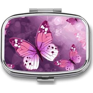 Kleine pillendoos met 2 compartimenten vlinder medicijn pillendoosje gepersonaliseerde reispillendoos voor portemonnee reizen pillenorganisator draagbare dagelijkse pillendoos voor