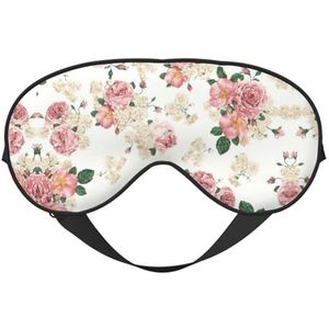 Roze roos bloem met bladeren afdrukken veelzijdige rust helper, zacht slaap oogmasker dubbelzijdig voor yoga, kamperen, zacht slaap oogmasker