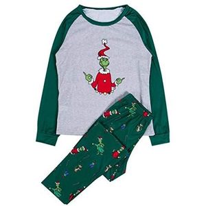 SOMTHRON - Familie Kerstpak - Pyjama Set - Grinch Print - Lange Mouwen Shirt en Pyjamabroek