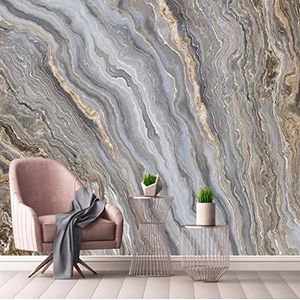 Fotobehang 3D-Effect Abstract Landschap Steen Patroon Gouden Marmeren Behang Woonkamer Tv Bank Studie Fresco Muurschildering 250(W)X175(H)Cm