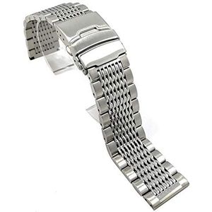 Horlogebanden 18 mm 20 mm 22 mm 24 mm roestvrij staal zwart zilveren gesp horlogeband polshorloge armband klassiek (kleur: zwart, maat: 18 mm)