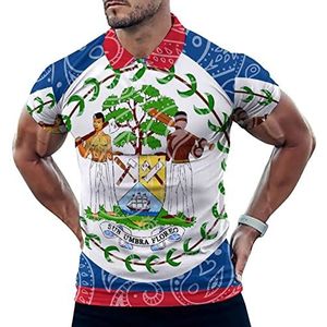 Paisley En Belize Vlag Casual Poloshirts Voor Mannen Slim Fit Korte Mouw T-shirt Sneldrogende Golf Tops Tees S