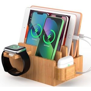 Houten oplader, design 'Power Staaf' voor iPhone, iPad of Samsung - zwart