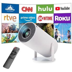 Mini Projector, Smart 4K Videoprojector met Wifi 6 en Bluetooth 5, draagbare projector met Android 11, automatische keystone-correctie, 180 graden, Compatibel met telefoon/pc/laptop (Wit)