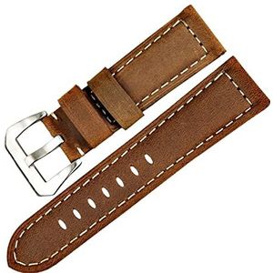 Chlikeyi Handgemaakte leren armband met een snelle reservearmband voor heren, Bruin 1, 24 mm