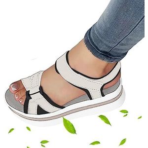 Dames platte sandalen - Sandalen met plateauzolen voor dames - Platte sandalen met lage zool en verstelbare bandjes voor strandwinkels Xinme