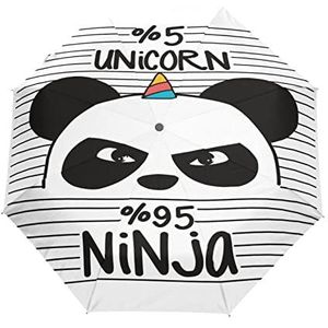 Ninja Eenhoorn Beer Cartoon Automatische Opvouwbare Paraplu UV Bescherming Auto Open Sluiten Vouwen Winddicht Zonblokkering voor Reizen Strand Vrouwen Kids, Patroon, 88 cm