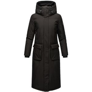Navahoo Dames winterjas warme mantel extra lang met capuchon Wolkenfrost XIV XS-XXL, zwart, L