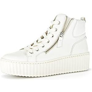 Gabor High-Top sneakers voor dames, halfhoge schoenen, verwisselbaar voetbed, Witte latte, 38.5 EU