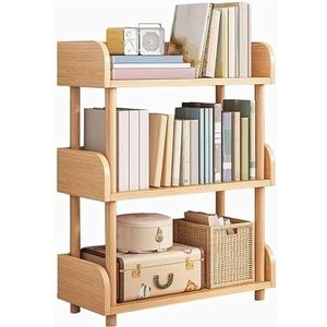 Boekenkast 3-laags boekenplank, open organizer, moderne houten opbergboekenkast met houten poten, vrijstaande opbergplanken Studeerkamer (Color : A, Size : L60*W24*H79CM)