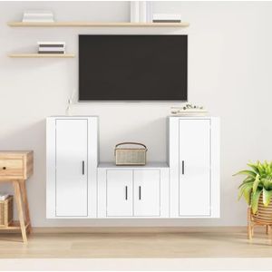 DIGBYS Meubels-sets-3-delige tv-kast set hoogglans wit ontworpen hout