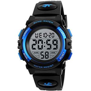 Mannen grote wijzerplaat waterdicht horloge multifunctionele elektronische horloge outdoor sport horloge (8 stijlen), 1266 blauw, riem
