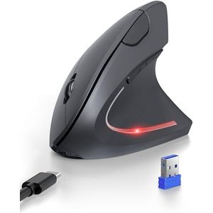 TECKNET Ergonomische Bluetooth-muis, oplaadbare draadloze verticale muis (BT 5.0/3.0 + 2.4G), 6 standen tot 4800 dpi, optische stille draadloze muis voor Windows, MacOS, Android, iPadOS, grijs