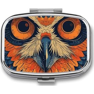 EHBO-kit - Ockable Medicatie Opbergdoos, Retro Kleur Uil Gedrukt Leuke en Lichtgewicht Pillendoos Huishoudelijke Dagelijkse Medicijnkast, Retro Kleur Uil, 2.2*1.6*0.6