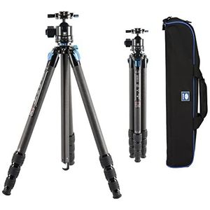 SIRUI Koolstofvezel waterdicht statief met aluminium kogelkop, 72 inch professioneel cameratatief met driehoekige middenkolom, grote buis voor DSLR, camcorder, belasting 33lbs/15kg (ST-224+ST-20)