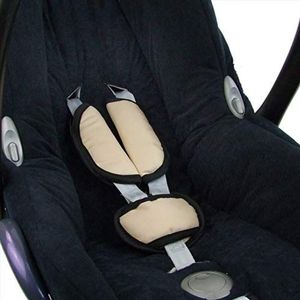 Bambiniwelt Gordelkussenset, universeel, voor babyzitje, autostoeltje, compatibel met bijv. Maxi Cosi Cybex (beige)