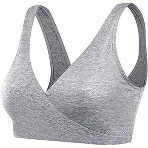 Boolavard Vrouwen katoen spandex naadloze slaap beha voor verpleging en moederschap, Grijs, M