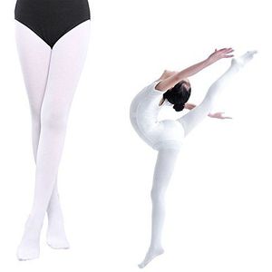 EULANT Balletpanty voor Meisjes en Dames, Danspanty Dans Legging met Voe,Ballet Tights For Ballerina's, Abrikoos & Wit