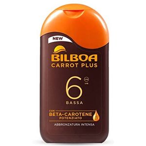Bilboa Carrot Plus, zonnemelk SPF 6, bronzer voor lichaam, formule met bèta-arotin voor intensieve en duurzame bruining, waterbestendig, dermatologisch getest, 200 ml