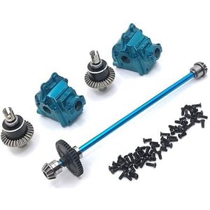 Upgrade Metal Center Aandrijfas Vergadering Versnellingsbak Differentieel Kit for Wltoys 144010 144001 144002 onderdelen(Blue)