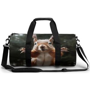 Reizen Gym Duffle Bag, eekhoorn grappige dierenprint plunjezakken, dames heren gymtas, gymtas met schoencompartiment, eekhoorn grappig dier, 45 cm/22,9 cm/22,9 cm, Eekhoorn Grappig Dier,