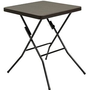 Outsunny tuintafel opvouwbare opklapbare bijzettafel balkontafel picknicktafel campingtafel kunststof metaal bruin 60 x 60 x 74 cm