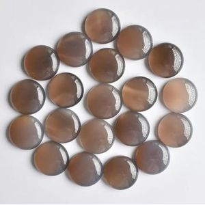 Groothandel 24 stks/partij Opaal Malachiet Tijgeroog natuursteen gemengde ronde cabochon 20mm-grijs e-20mm
