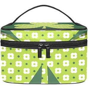 Groene klaver make-up organizer tas, reismake-up tas organizer case draagbare cosmetische tas voor vrouwen en meisjes toiletartikelen, Meerkleurig, 22.5x15x13.8cm/8.9x5.9x5.4in
