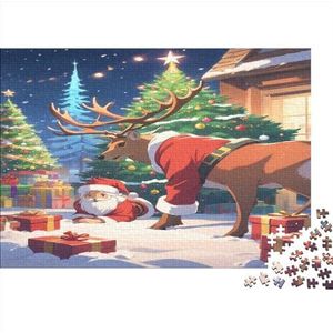 Father Christmas Vierkante puzzelspel, klassieke puzzel, houten puzzel, verminderde druk, moeilijke hertenpuzzel voor volwassenen en jongeren, 1000 stuks (75 x 50 cm)