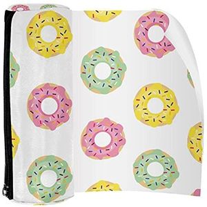 Potlood Case Pen Tas Houder met Rits Coin Organizer Tassen Make-up Cosmetische Pouch voor Vrouwen Tiener Meisjes Jongens Kinderen, Roze Geel Groen Donut Patroon