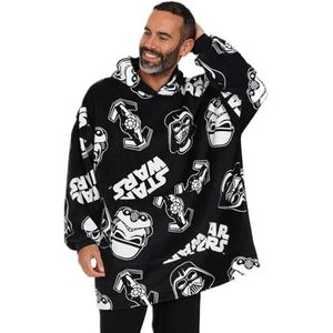 Star Wars Heren zwarte volledig gevoerde luxe fleece hoodie, oversized fleece deken hoodie, Zwart, One size