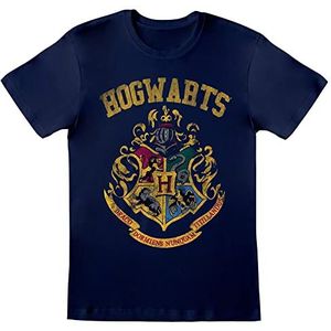 Harry Potter Unisex Volwassen Zweinstein Crest T-Shirt (M) (Navy)