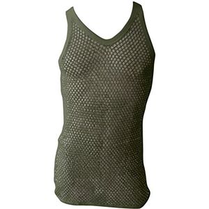 CRAZY LIZARD String Vest. Klassieke katoenen mesh string vesten. Spiervest in wit, zwart, rood, geel, groen, blauw en nog veel meer kleuren., Kaki, L