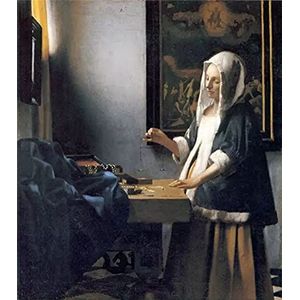 5D Diamond Painting Kits Johannes Vermeer - Vrouw met een evenwicht - Wanddecoratie Kunst Ambachten Mozaïek Schilderij Geschenken 40×50cm