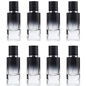 30ML glazen parfumflessen lege gradiënt zwarte spuitparfumflessen met zwart schroefdeksel navulbare draagbare lege vierkante parfumverstuiver flesjes navulbare cosmetische containers voor parfum etherische oliën vloeistoffen (8), gradiënt zwart, 8, Verloop Zwart, 8