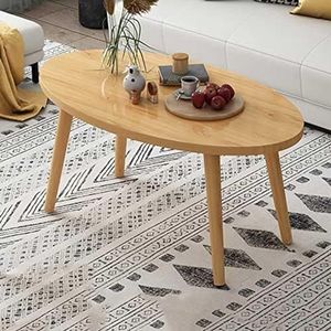 Moderne middentafel - bijzettafel, industriële ovale salontafels, banktafel, eenvoudig en stijlvol meubilair for de woonkamer (Color : Wood Color, Size : A)