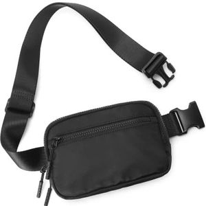 WESTBRONCO Heuptas voor dames en heren, heuptas met 4 ritszakken, modieuze heuptassen, lichte crossbody-tassen met verstelbare riem voor work-out/hardlopen/wandelen, A-zwart, One Size, Zwart