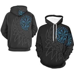 Norse Coole en Modieuze Vikingwolf Fenrir Hoodies, Los Sweatshirt met Lange Mouwen voor Koppels, Ademende Trui Met Ronde Hals(Viking eagle,5XL)