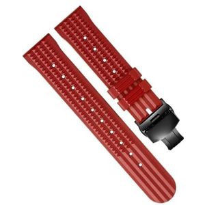 INSTR Siliconen horlogeband voor S-eiko 007 gear S2 S3 voor Hua wei watch2 pro polsband Sport Duikhorloge Band Pols riem (Color : Red folding black, Size : 20mm)