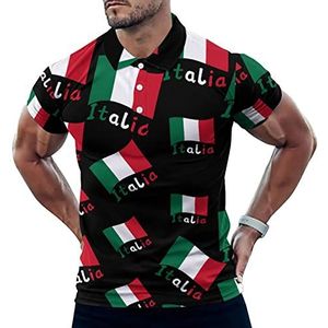 Italiaanse Vlag Casual Polo Shirts Voor Mannen Slim Fit Korte Mouw T-shirt Sneldrogende Golf Tops Tees L