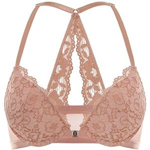 DOBREVA Dames Voorsluiting Top Push Up Beha - Met Beugel En Inzetstukken Crème Koffie 70AA