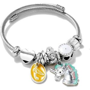 Leuke emaille roestvrij staal armbanden voor vrouwen mode-sieraden chique minnaar hart paard strass charme manchet armbanden cadeau