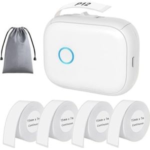 Thermisch Printer P12 Draadloze Bluetooth Thermische Labelprinter Draagbare Zelfklevende Sticker Pocket Mini Label Maker Met Doorlopende Labeltape Duidelijk Snel(Printer Set 1)
