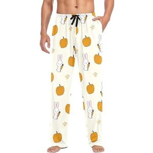 LI ZHI XIN Heren Pyjama Broek Lange Pyjama Bodem Lente Herfst Dunne Losse Stijl Elastische Taille Tie Strap Met Zak S-XXL Konijn Pompoen Patroon, Meerkleurig, S