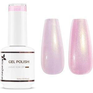 Nicedeco Pearl Gel Nagellak Glitter Threaded Shellac 15ML UV LED Soak-Off Roze Mermaid Gel Nail Polish 003