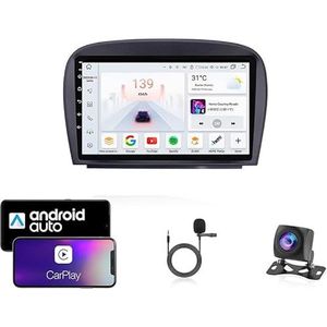 Android 13 Dubbel Din Auto Stereo Touchscreen Auto Stereo Voor Mercedes Benz SL R230 2001-2017 Met Bluetooth GPS Navigatie WiFi FM Radio USB/SWC/Plug en Play Ondersteuning Carplay&Android Auto(4 Core